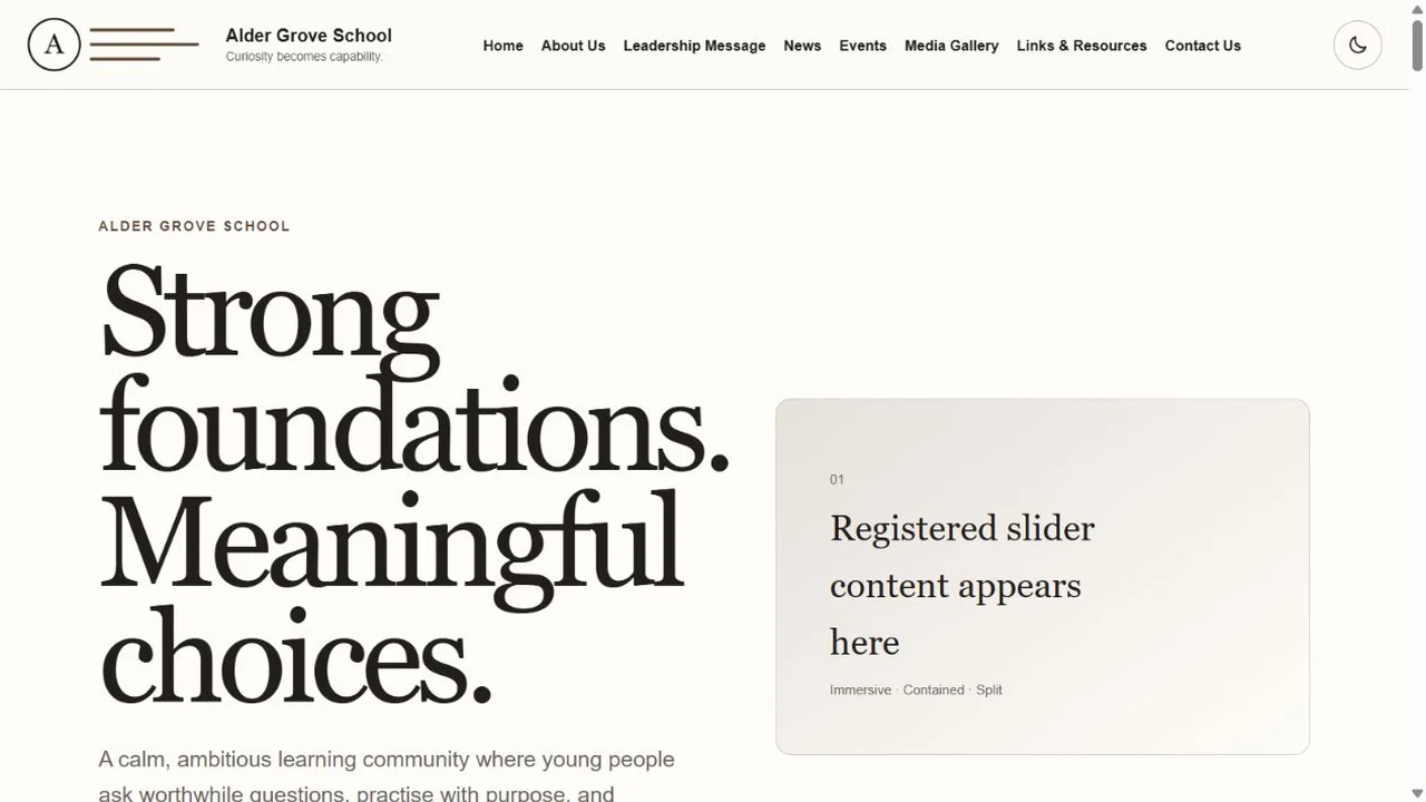 School DesignWeb configuration preview